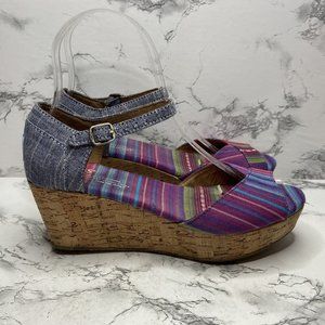 Toms Women's Striped Wedge Sandals